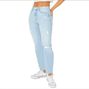 Celebrity Pink Slim Straight Light Wash Distressed Jeans Size 17/33